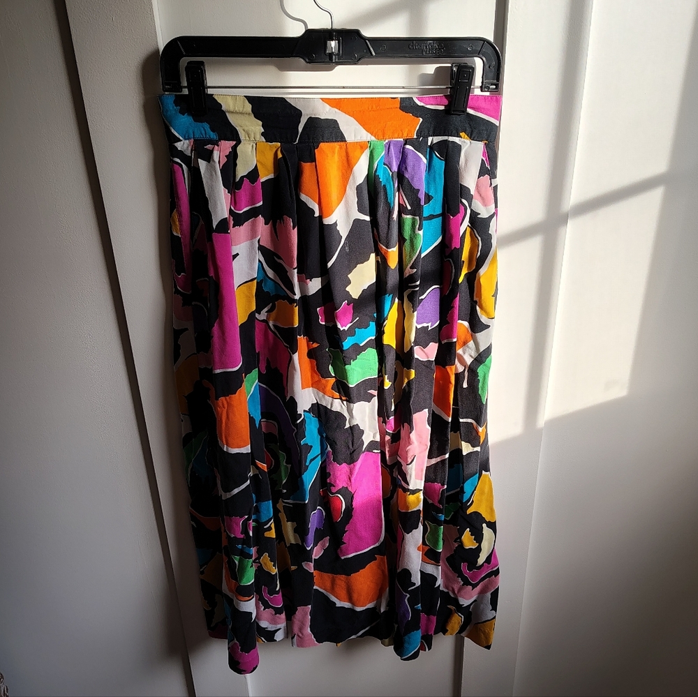 Colorful Abstract Print Women's Midi Skirt